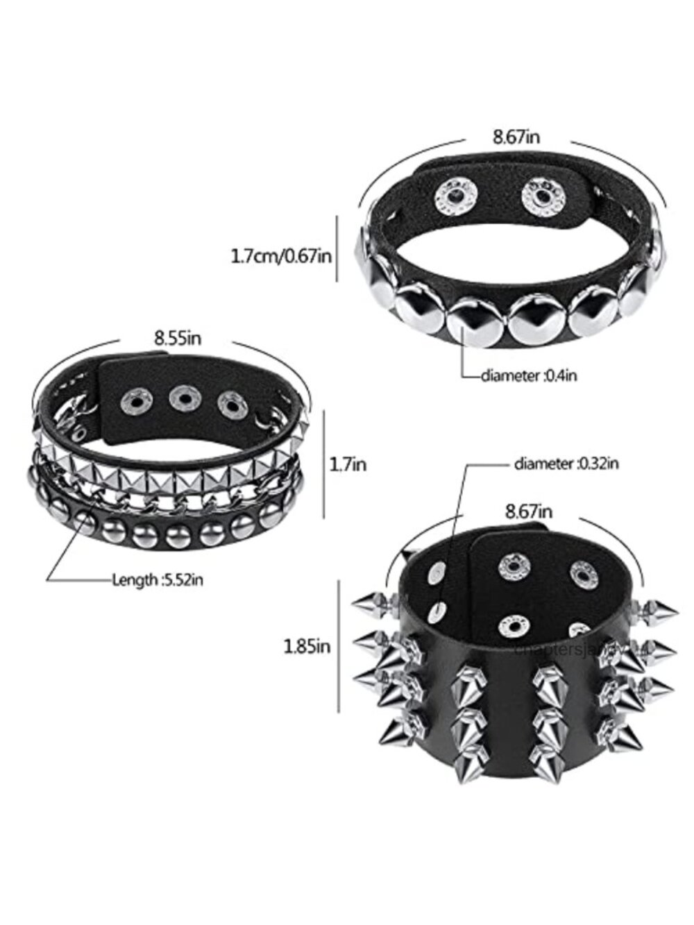 Punk Studded Faux Leather Cuff Bracelet Set Rivet Biker Jewelry Gift - Picture 2 of 6